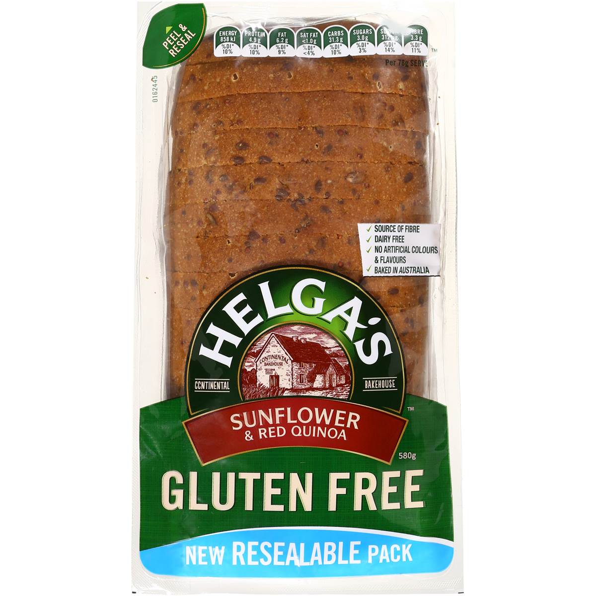Helga's Gluten Free Bread Sunflower & Red Quinoa 580g Woolworths
