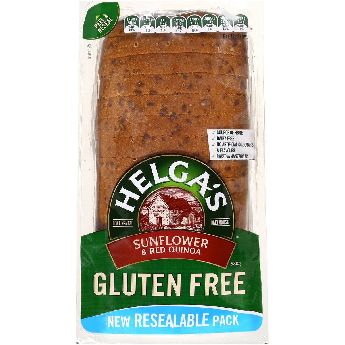 Helga's Gluten Free Bread Sunflower & Red Quinoa 580g Woolworths
