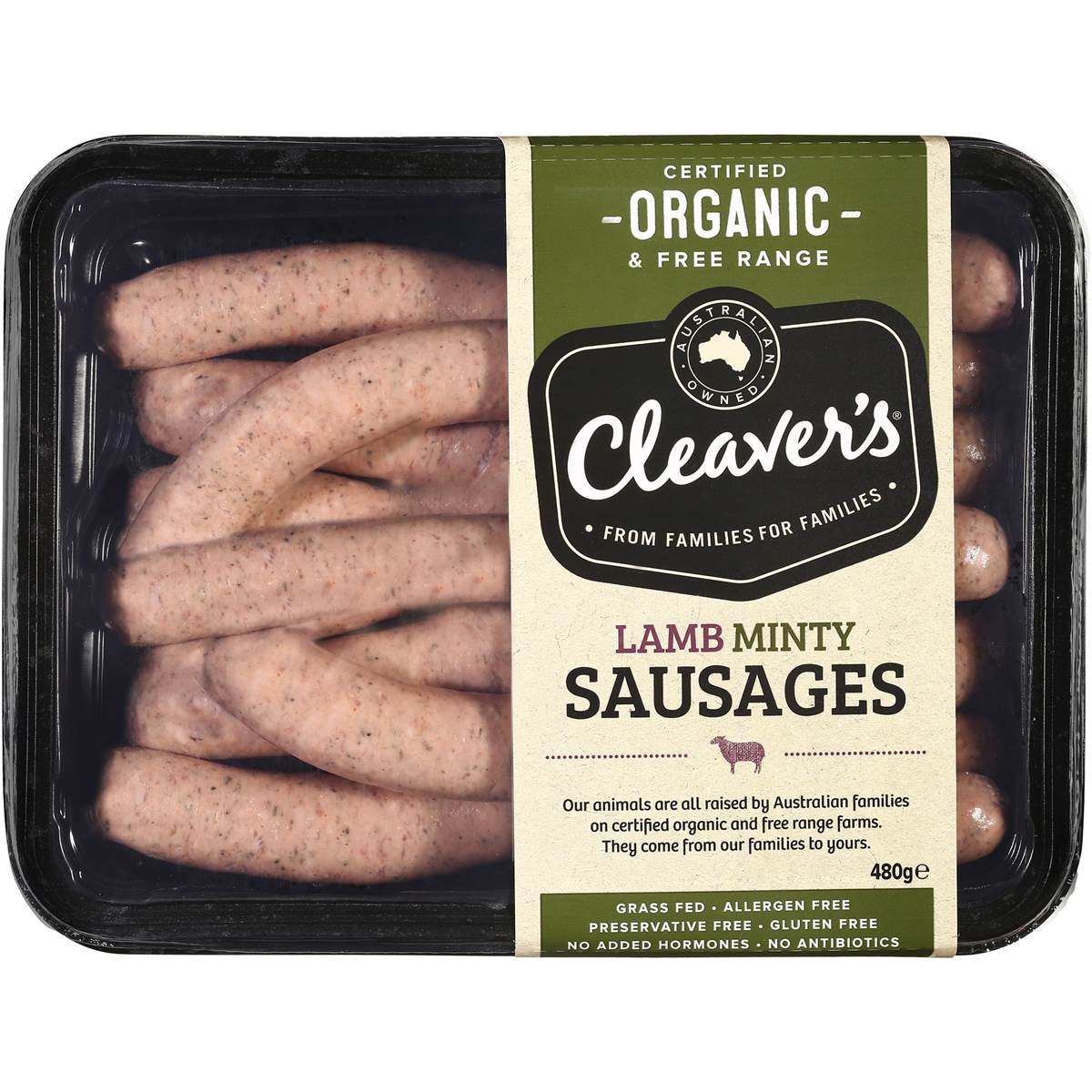 Cleaver's Minty Lamb Chipolatas Organic 480g Woolworths