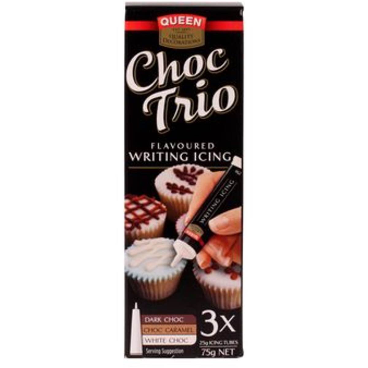 Queen Icing Choc Trio Writing