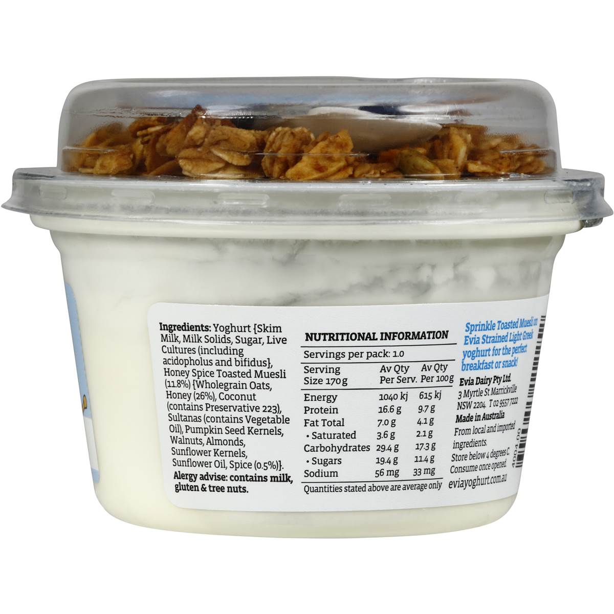 Evia Toasted Muesli Yoghurt Pods 170g Woolworths