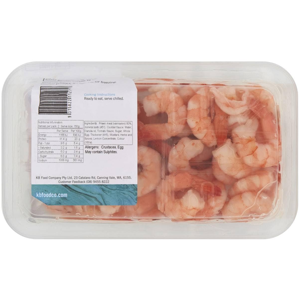 Kb Seafood Co. Prawns Cooked, Peeled Cocktail Sauce 300g Woolworths