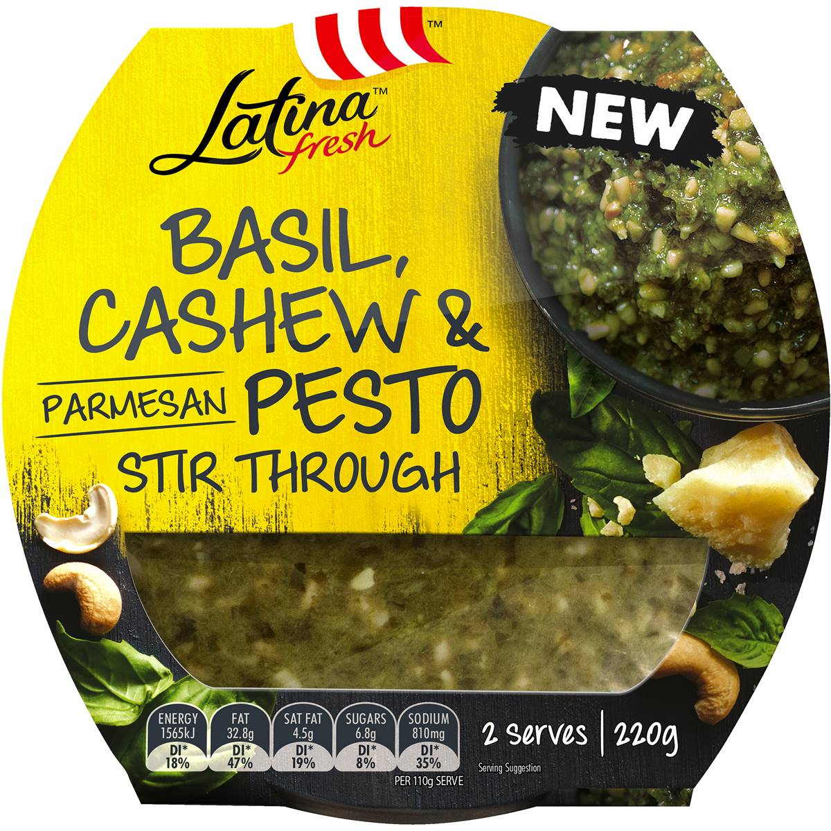 Latina Fresh Stirthrough Sauce Basil & Cashew Pesto 220g Woolworths