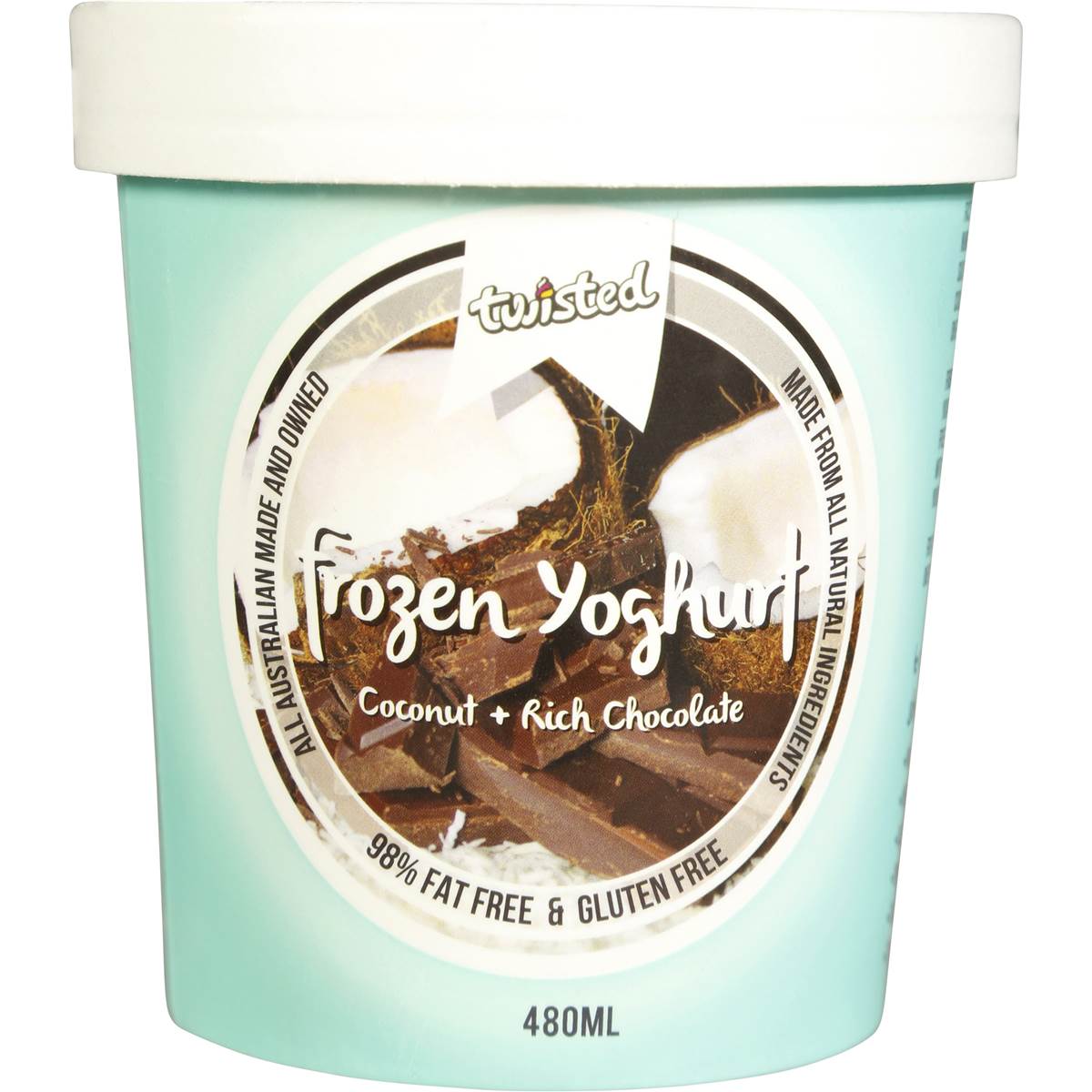 Twisted Frozen Yoghurt Chocolate & Coconut 450ml Tub Woolworths