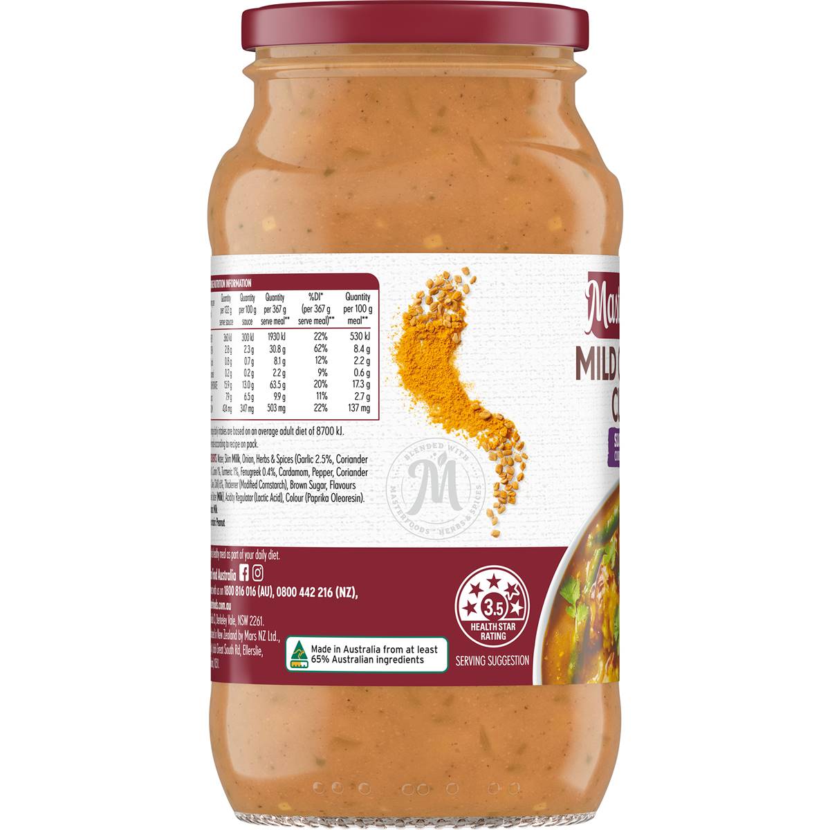 Masterfoods Mild Chicken Curry Slow Cook Sauce 490g Woolworths