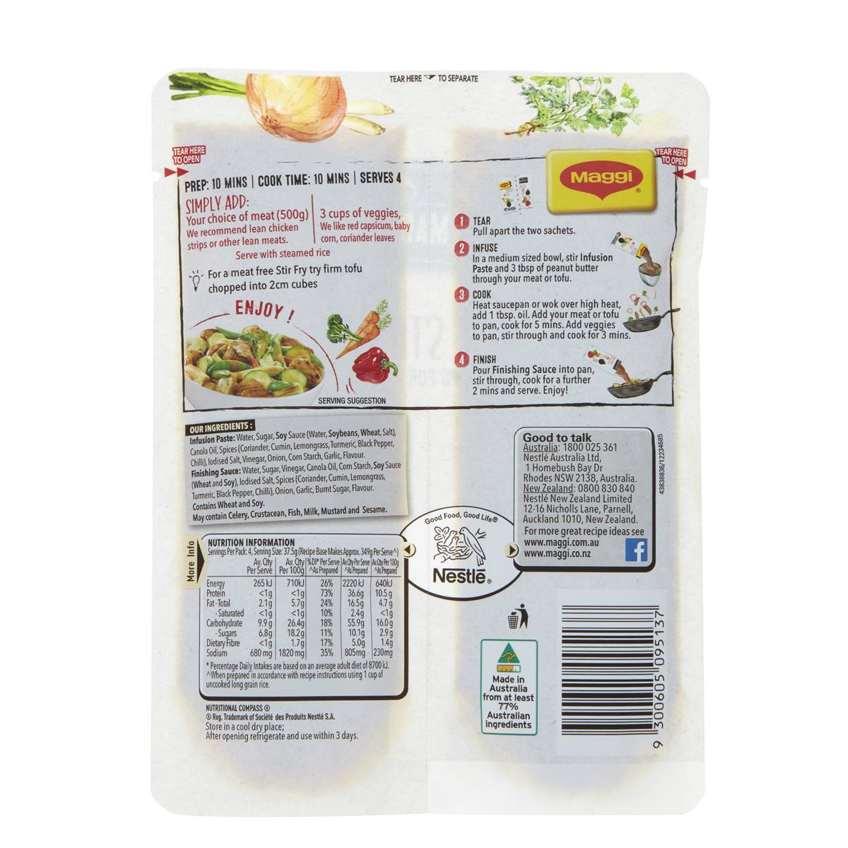 Maggi Stir Fry Creations Satay Chicken 150g Woolworths