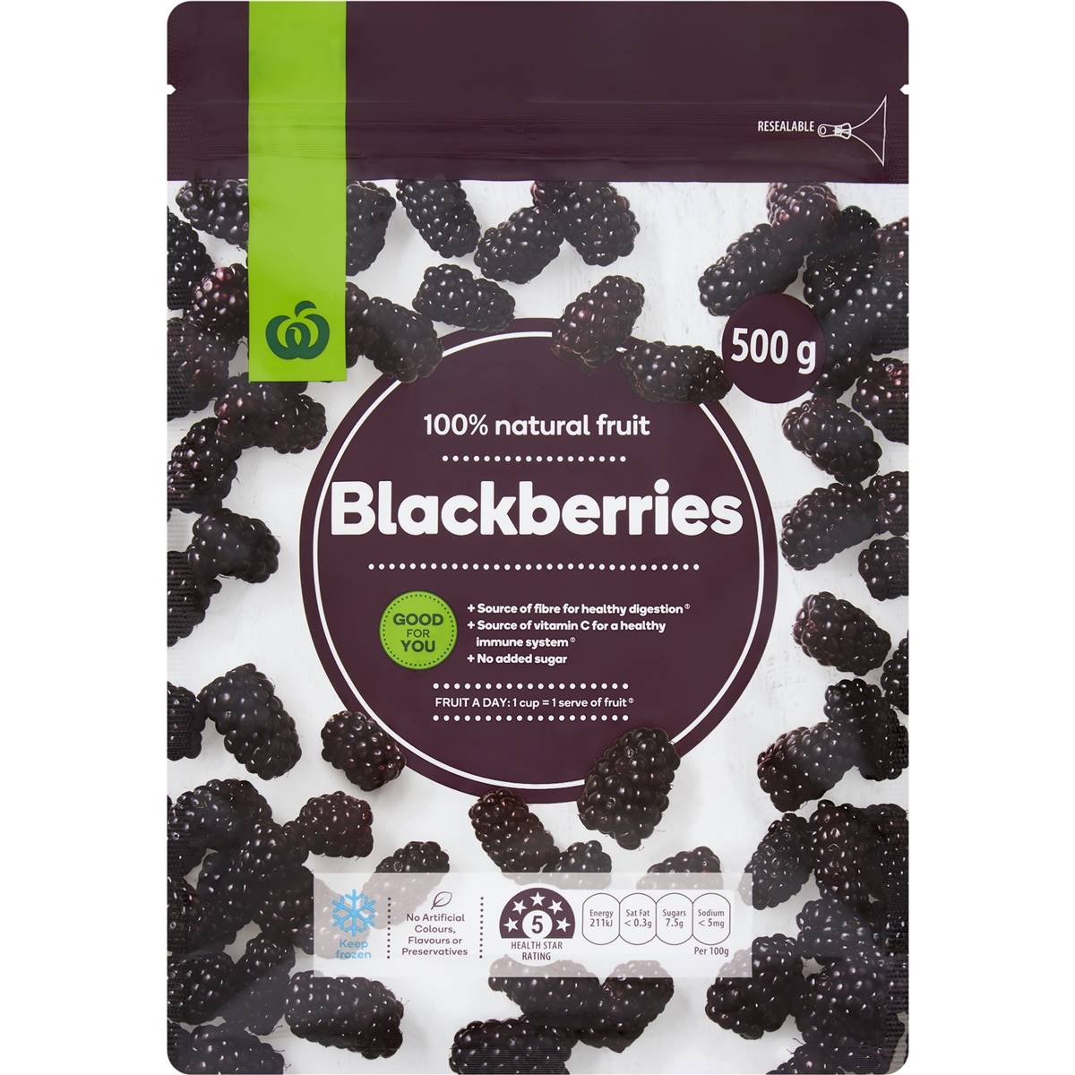Woolworths Frozen Blackberries 500g Woolworths