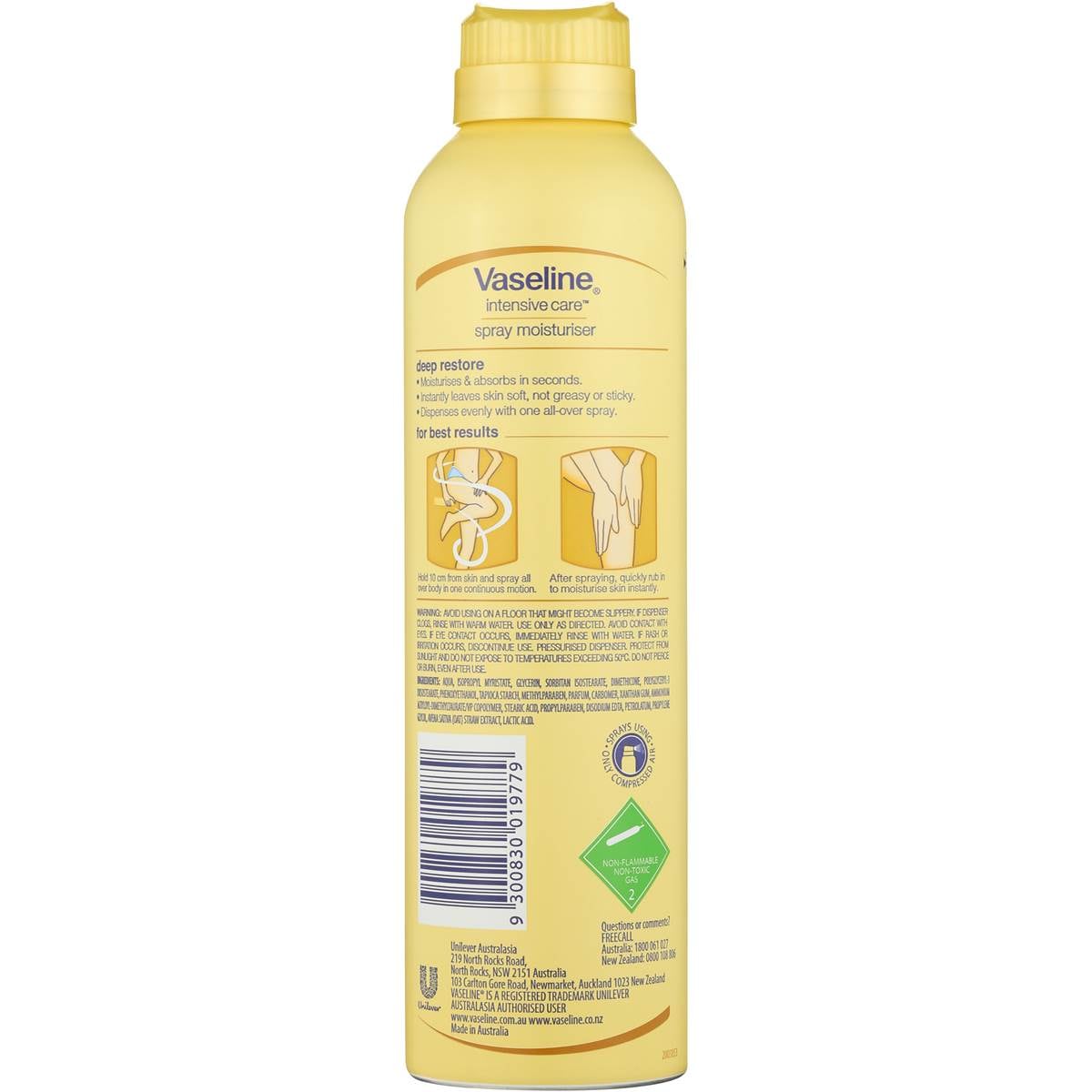 Vaseline Intensive Care Spray Body Lotion Deep Restore 190g Woolworths