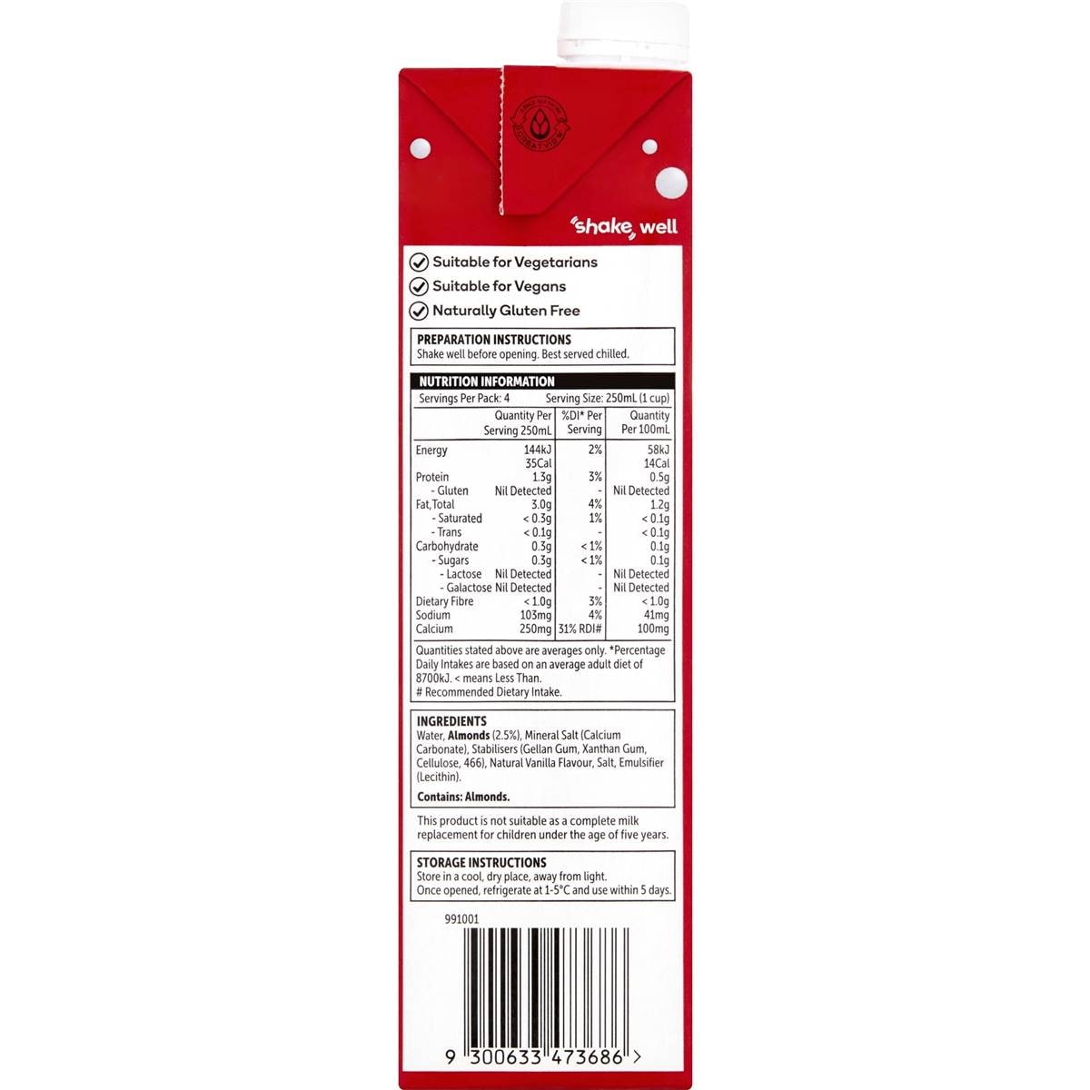 Woolworths Unsweetened Almond Milk 1l Woolworths