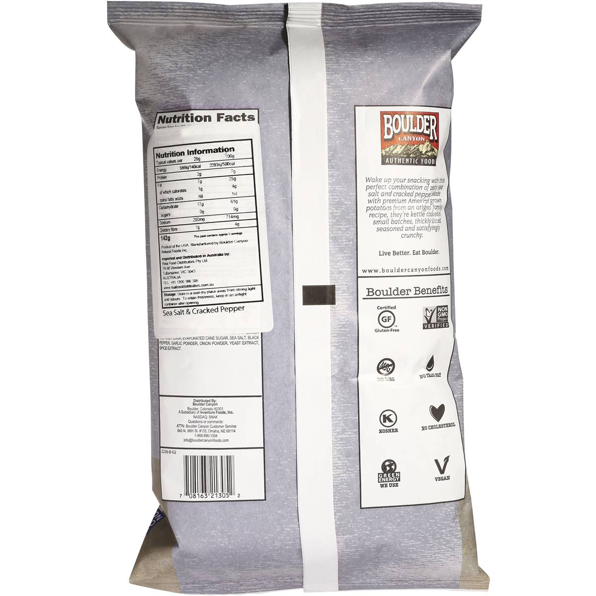 Boulder Canyon Chips Sea Salt & Cracked Pepper 142g Woolworths