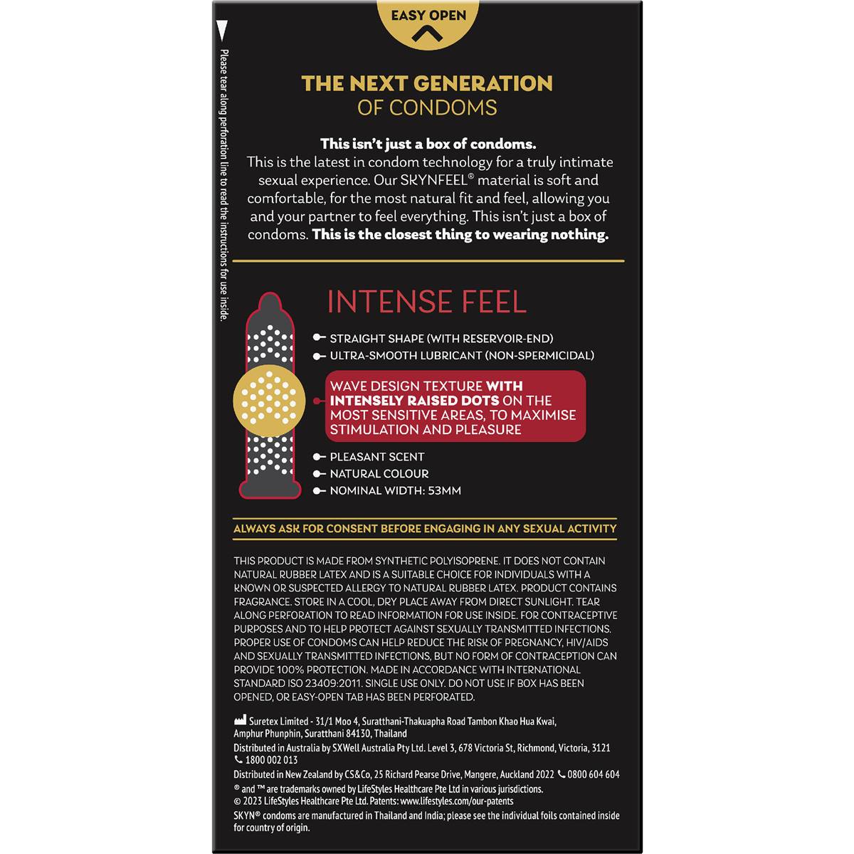 Skyn Intense Feel Dotted Non Latex Condoms 10 Pack Woolworths