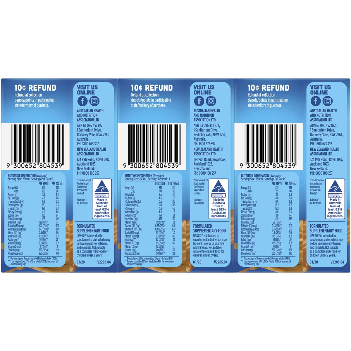 Sanitarium Up&go Caramel Liquid Breakfast 3x250ml Woolworths