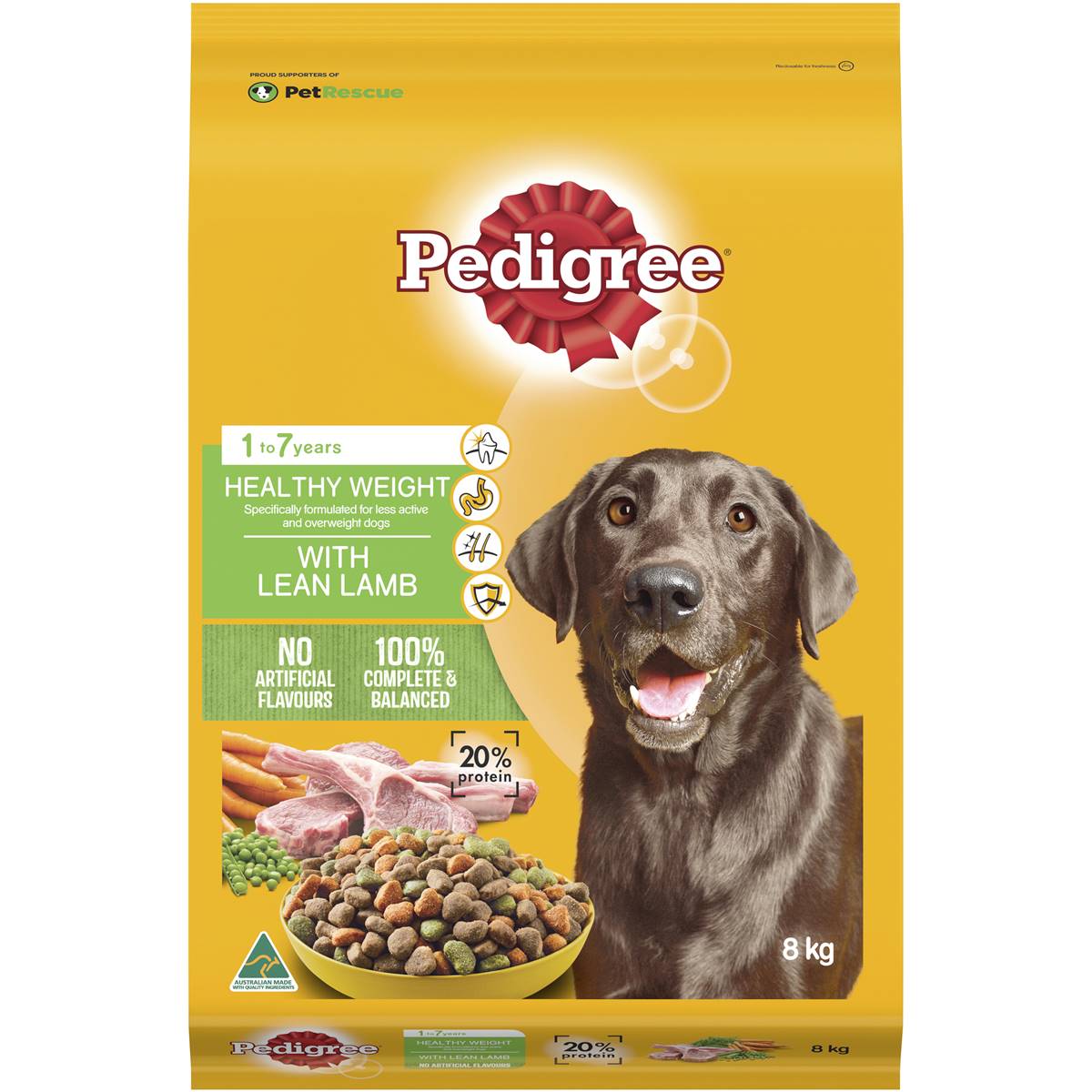 Pedigree Adult Dog Food Light With Lean Lamb 8kg | Woolworths