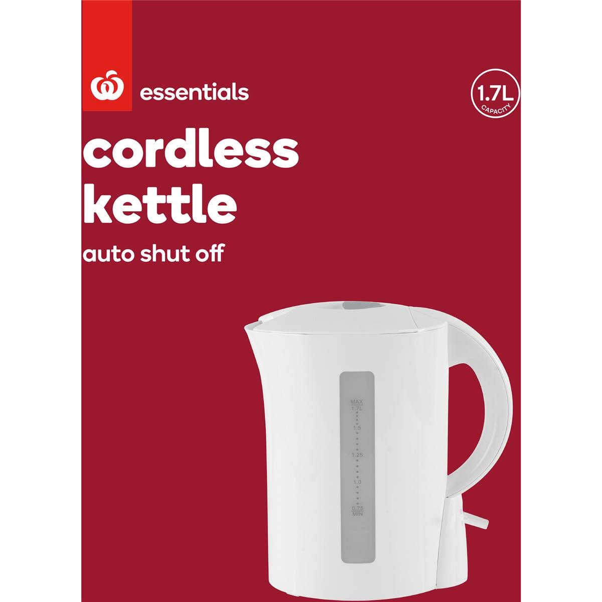 Woolworths Essentials Appliance Plastic Kettle 1.7l Each Woolworths