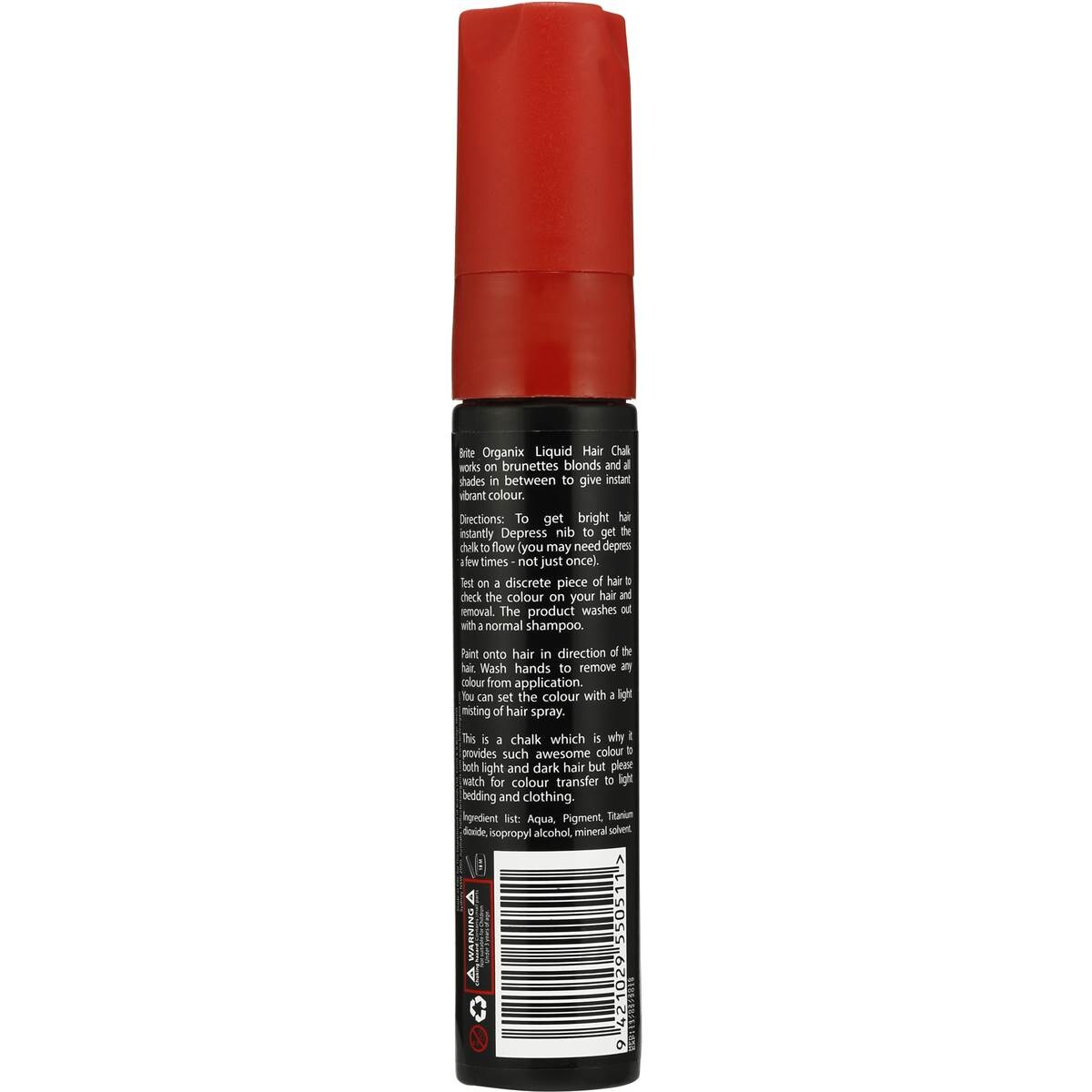 Brite Organix Liquid Hair Chalk Red Each Woolworths