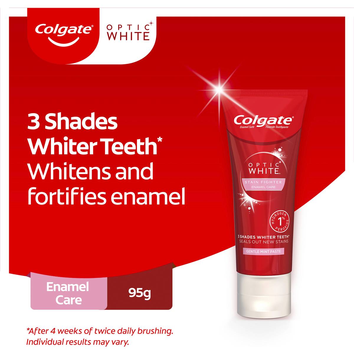 Colgate Teeth Whitening Toothpaste Optic White 95g Woolworths