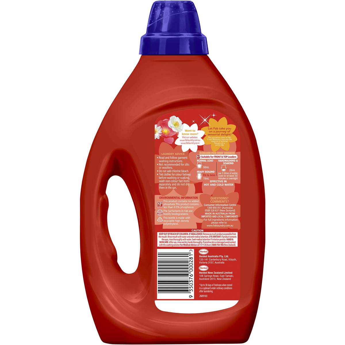 Fab Top & Front Loader Laundry Liquid Sunshine Fresh 1l Woolworths