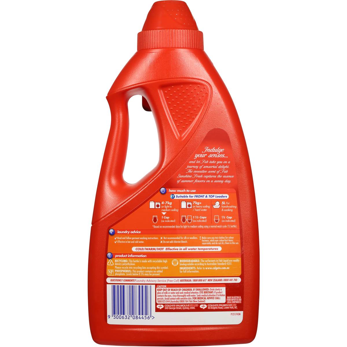 Fab Top & Front Loader Laundry Liquid Sunshine Fresh 1l Woolworths