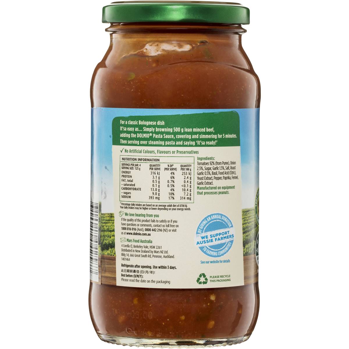 Dolmio Tomato, Onion & Garlic Pasta Sauce 500g Woolworths