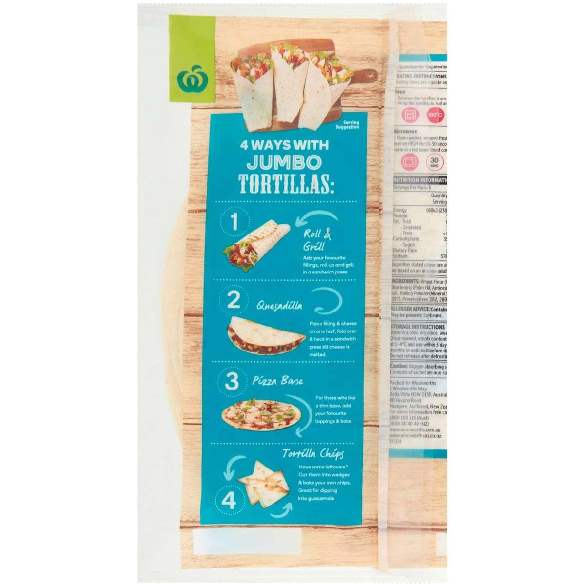 Woolworths Tortilla Jumbo 6 Pack Woolworths