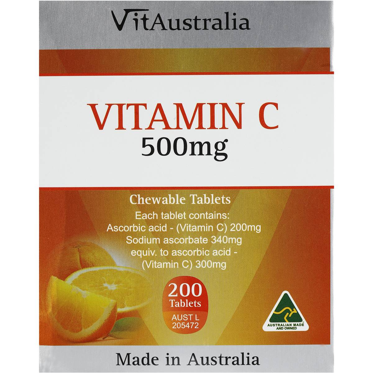 Vitaustralia Vitamin C 500mg Chewable 200 Tablets Woolworths