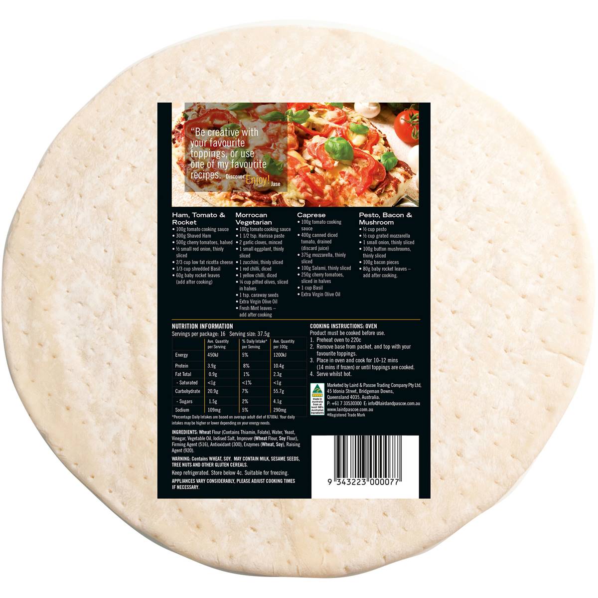 Jase's Kitchen Pizza Base 2pk 600g Woolworths