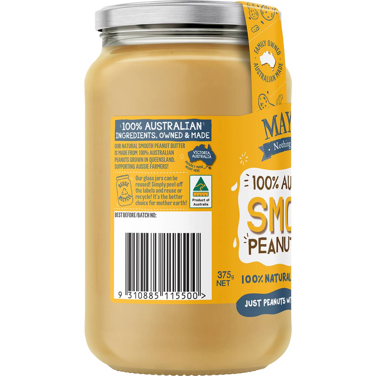 Mayver's Smooth Peanut Butter 375g Woolworths