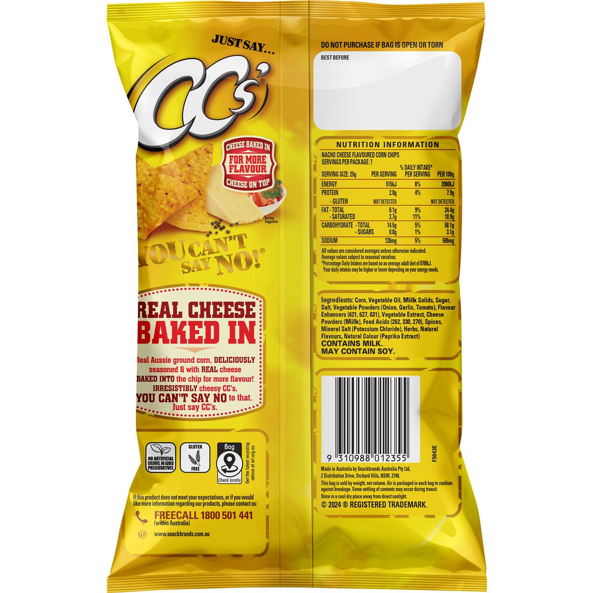 Cc's Corn Chips Nacho Cheese 175g Woolworths