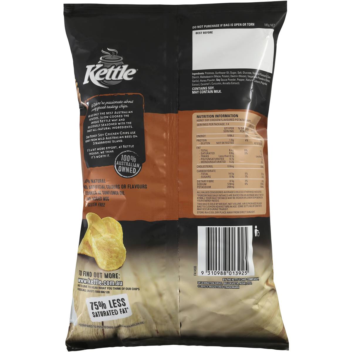 Kettle Share Pack Honey Soy Chicken 185g Woolworths