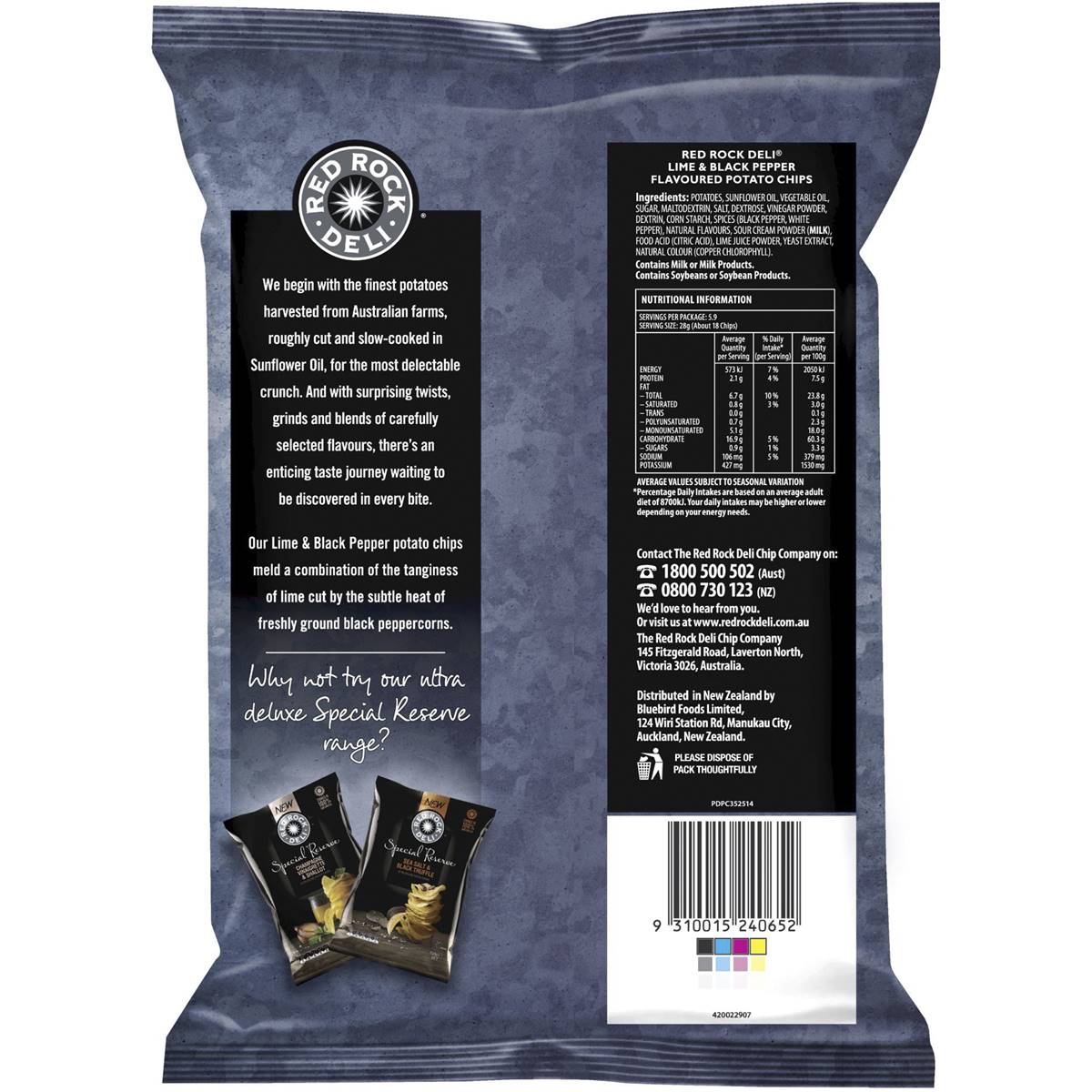 Red Rock Deli Share Pack Lime & Black Pepper 165g Woolworths