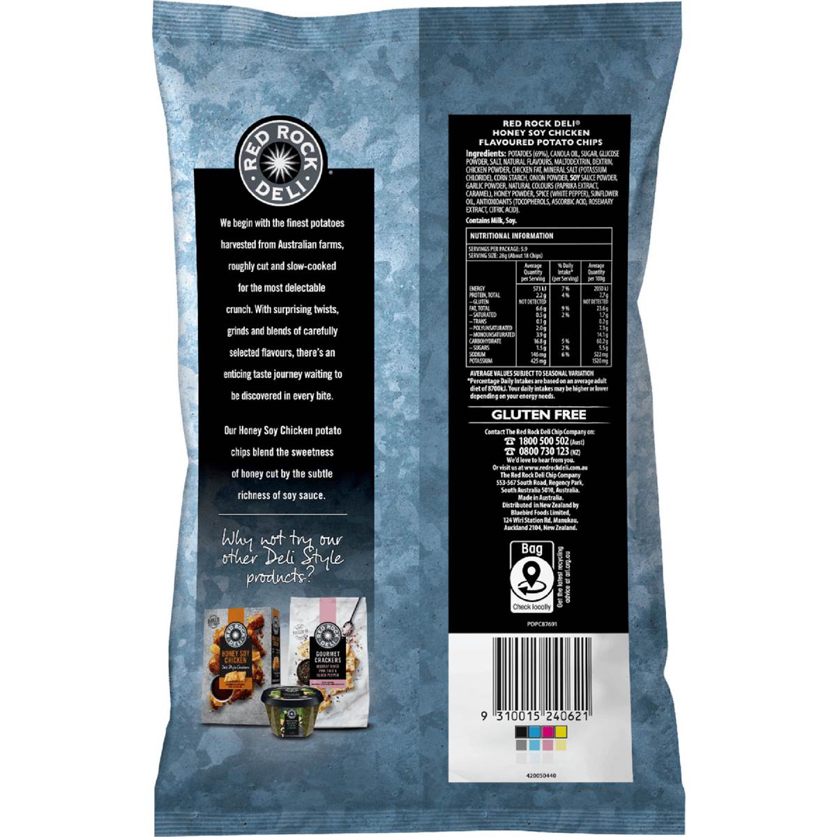 Red Rock Deli Potato Chips Honey Soy Chicken 165g Woolworths