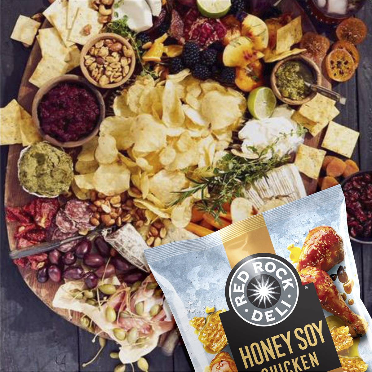 Red Rock Deli Potato Chips Honey Soy Chicken 165g Woolworths