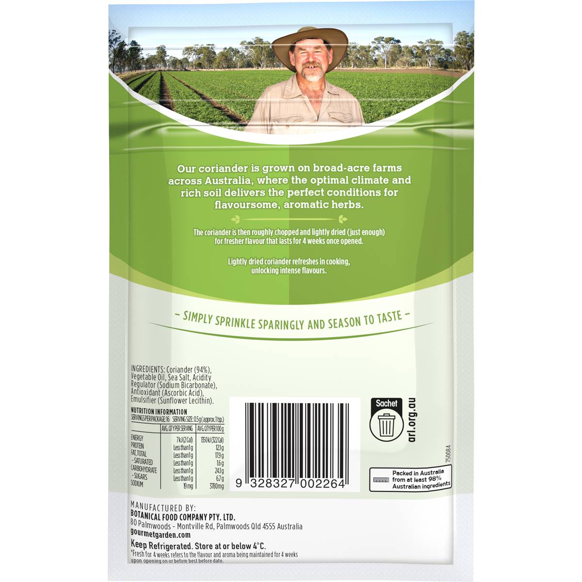 Gourmet Garden Coriander Lightly Dried 8g Sachet Woolworths