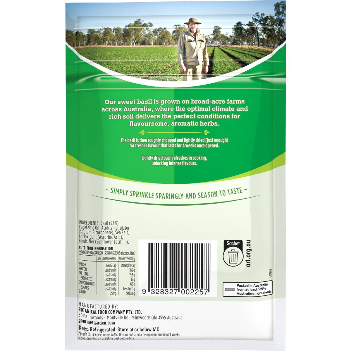 Gourmet Garden Basil Lightly Dried 10g Sachet Woolworths