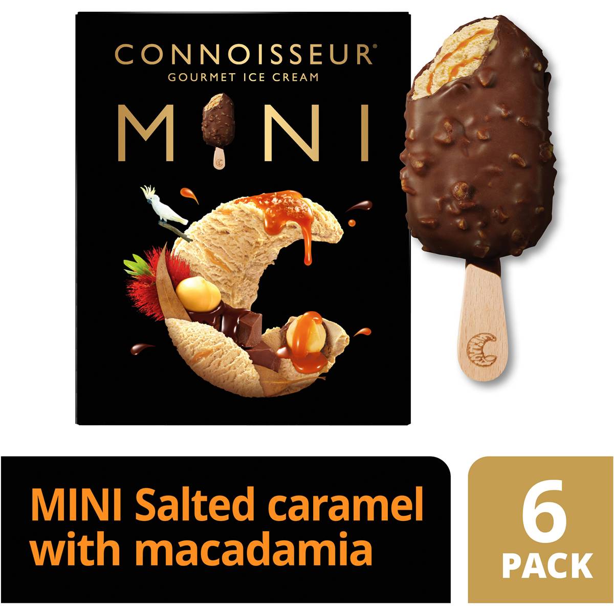 Connoisseur Minis Salted Caramel & Macadamia 6 Pack Woolworths