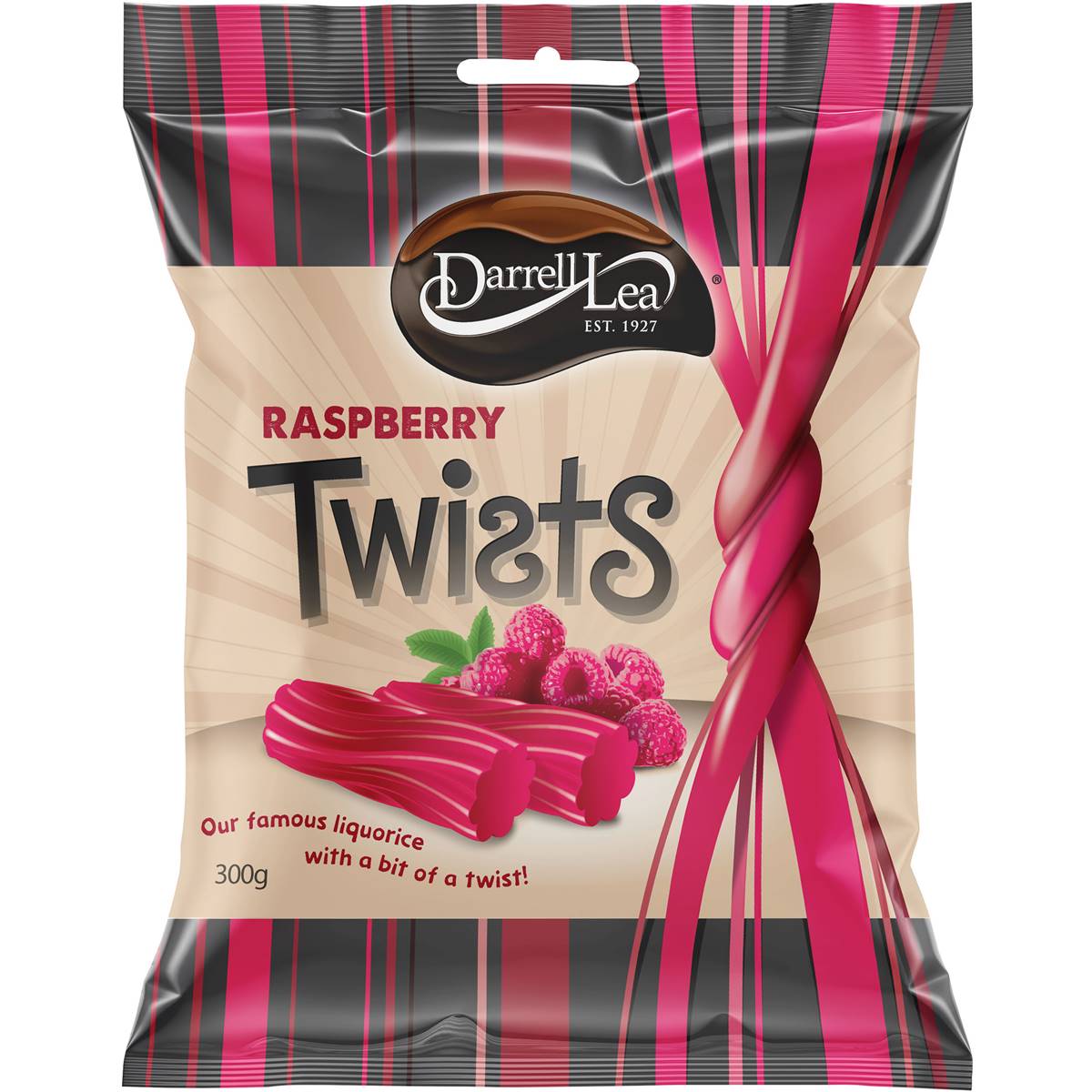 Darrell Lea Raspberry Liquorice Twists 300g Woolworths