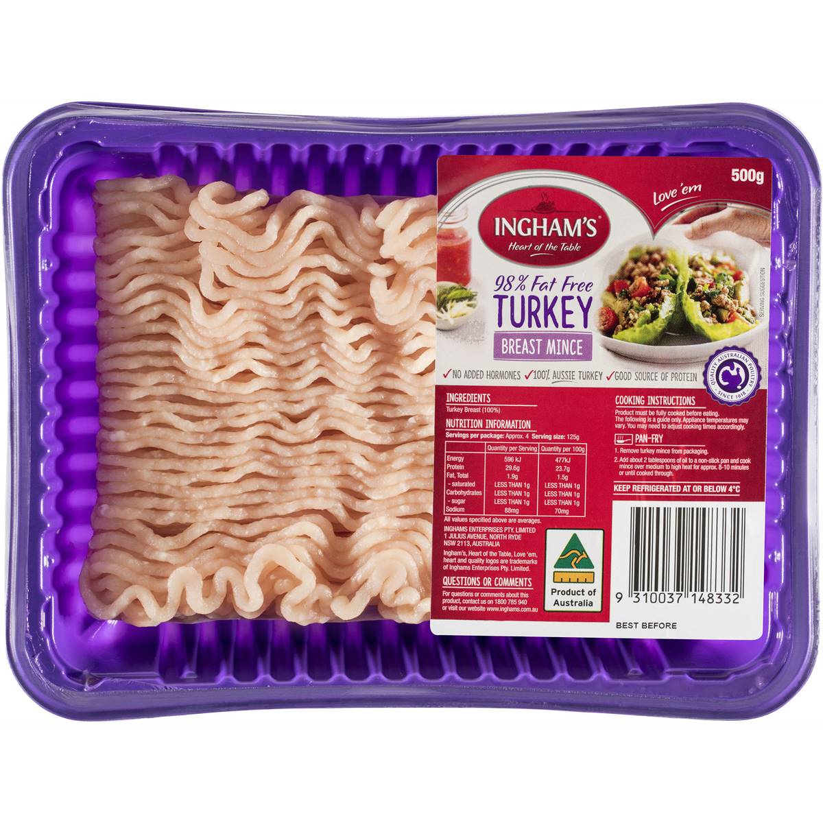 Ingham's Turkey Breast Mince Min. 500g Woolworths