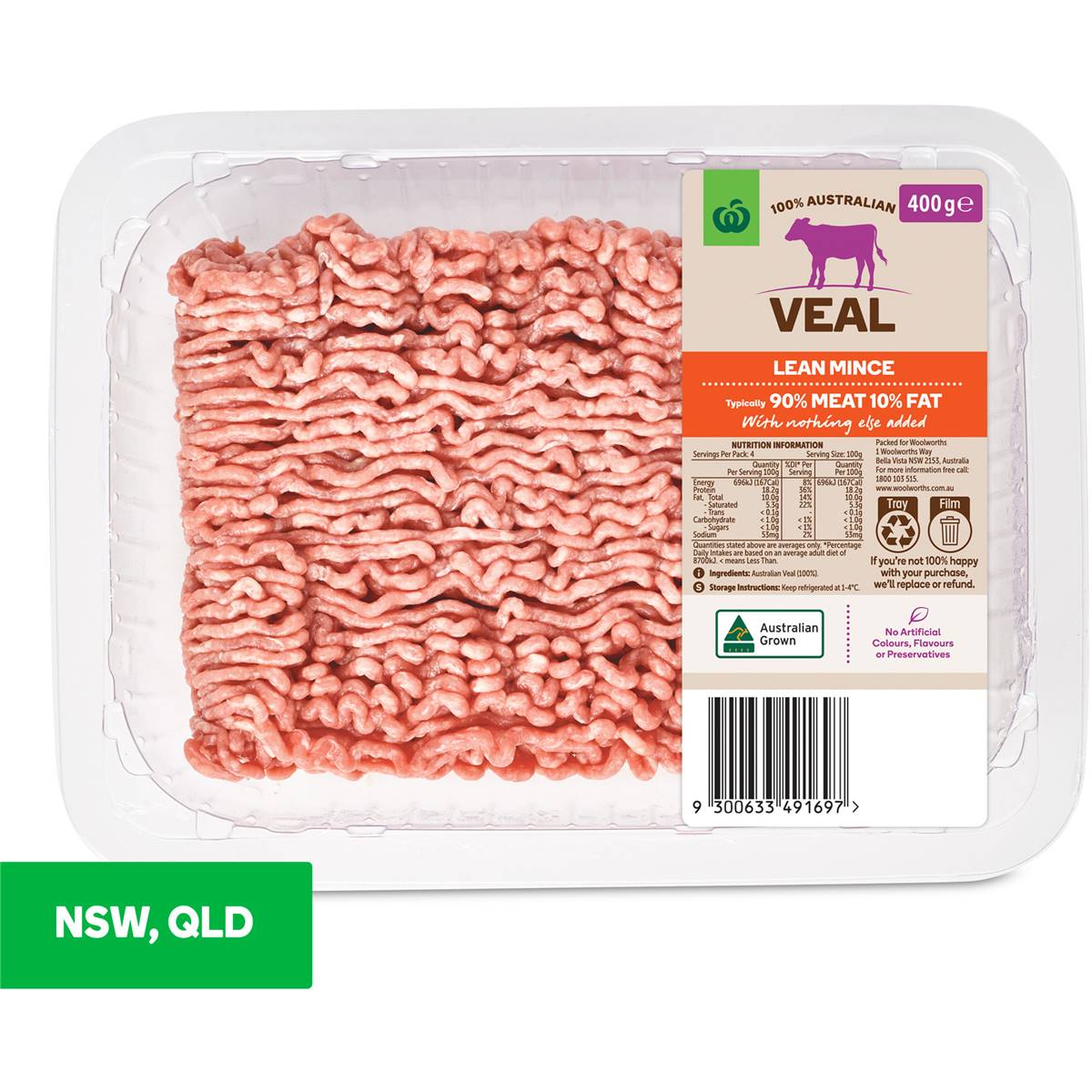 Woolworths Lean Veal Mince 400g Woolworths