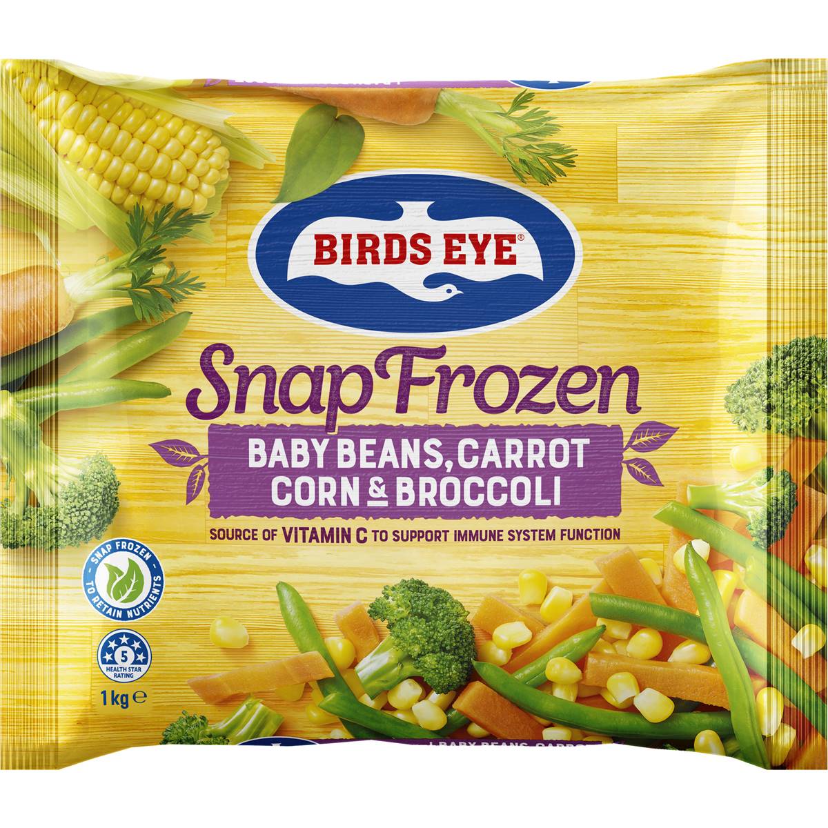 Birds Eye Snap Frozen Baby Beans Carrot Corn & Broccoli Veg Mix