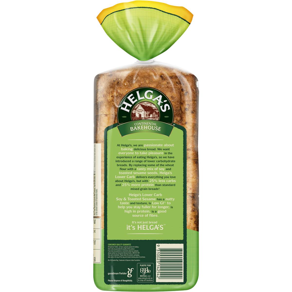 Helga's Lower Carb Bread Soy & Toasted Sesame 700g Woolworths