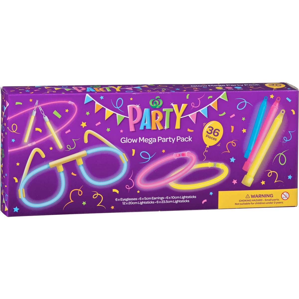 New Year's Eve Party Glow Mega Party Pack 36 Pack | Woolworths 