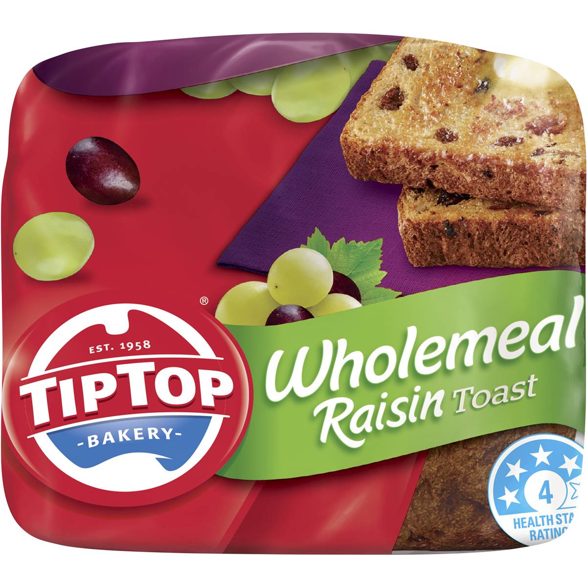 Tip Top Wholemeal Raisin Fruit Bread Loaf Toast 600g Woolworths