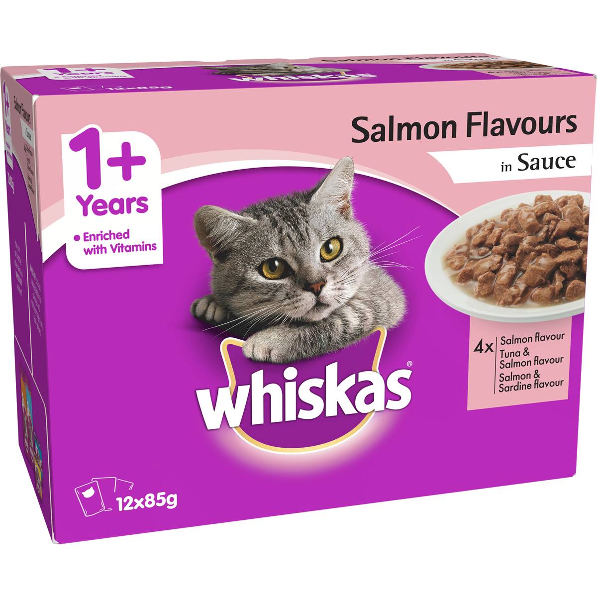 Whiskas Cat Food Salmon Flavours 12x85g Woolworths