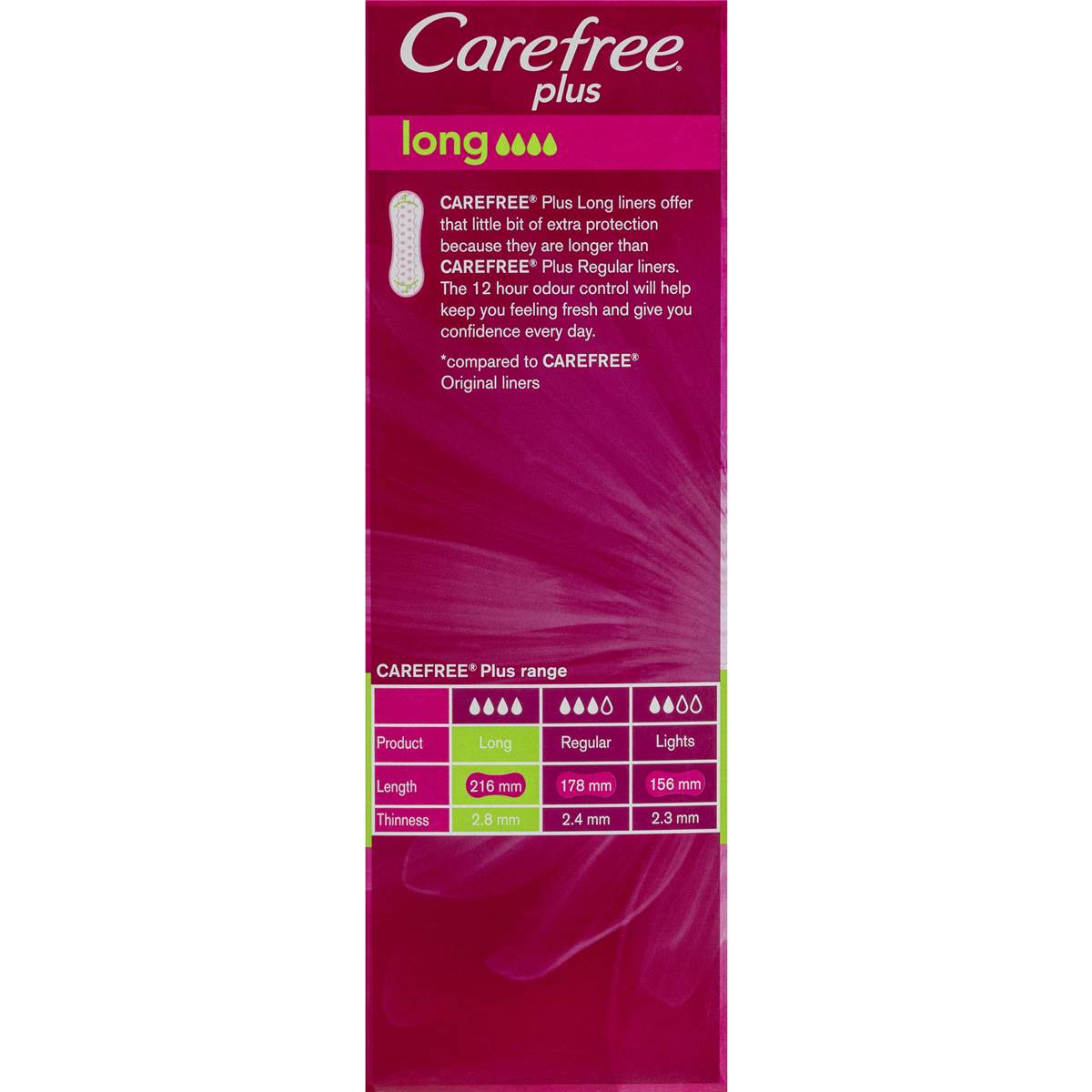 Carefree Plus Panty Liners Longs 24 Pack Woolworths