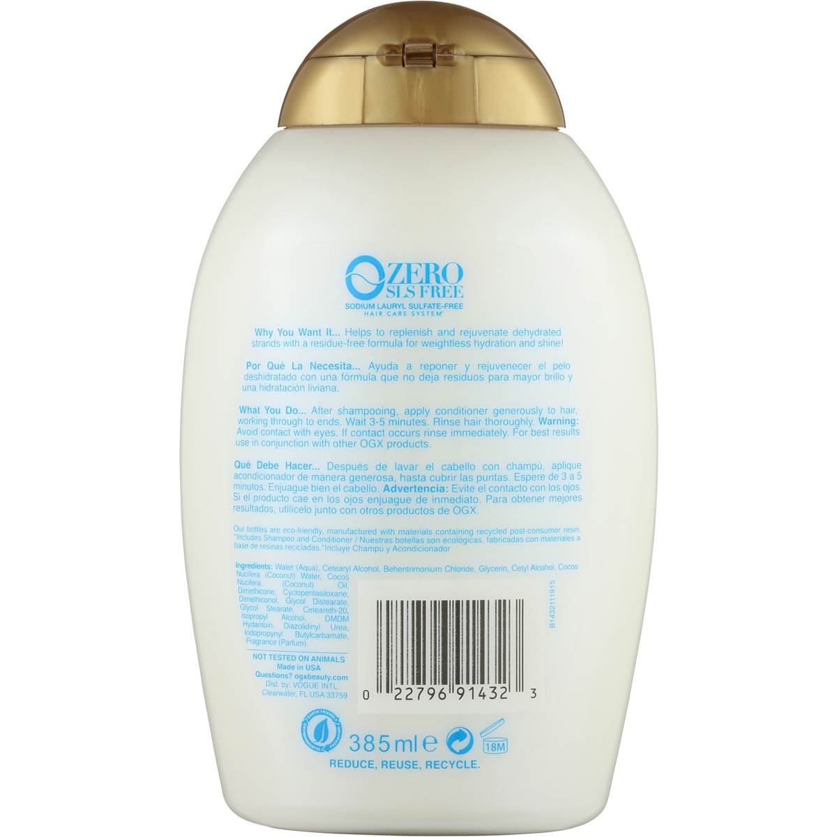 Ogx Conditioner Coconut Water Weightless Hydration 385ml Woolworths