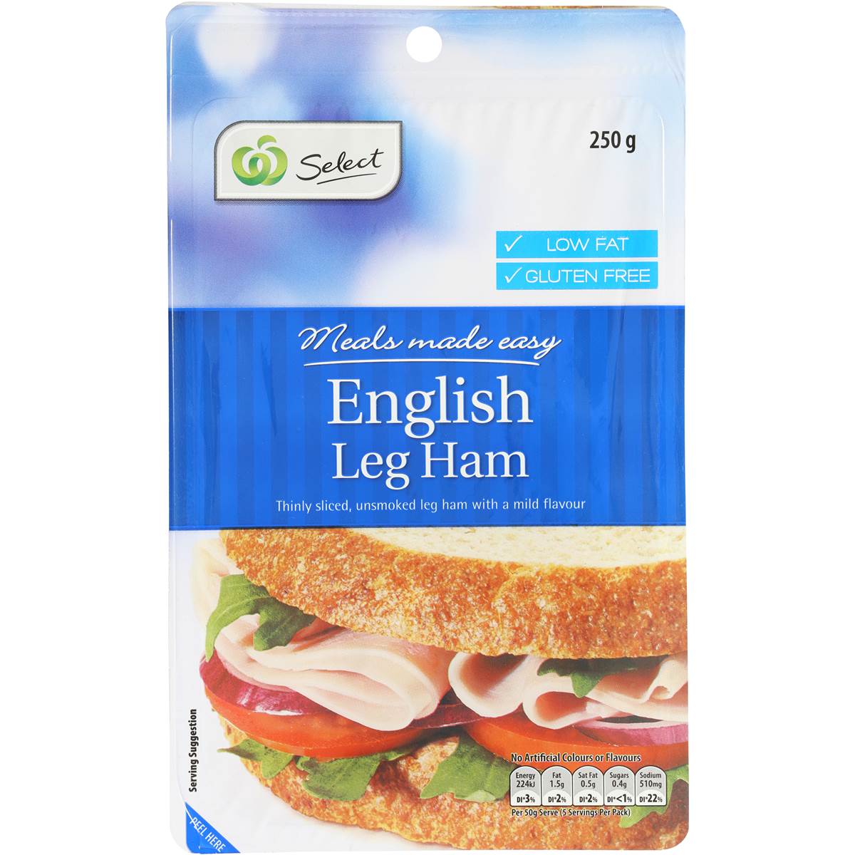 Woolworths Select Ham English Leg 250g Woolworths