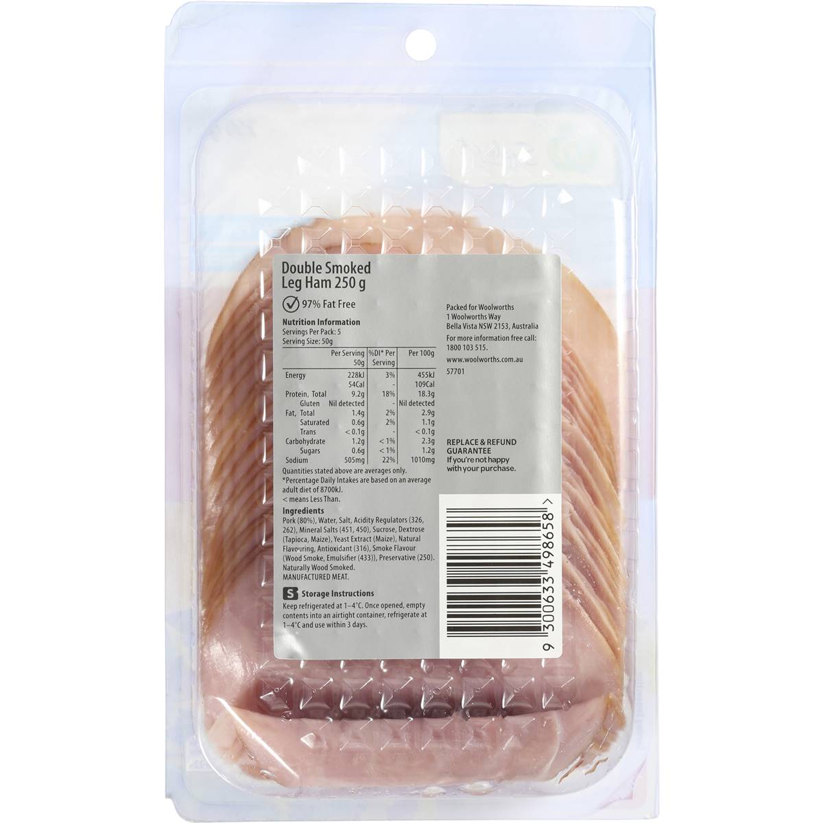 Woolworths Select Ham Double Smoked 250g Woolworths