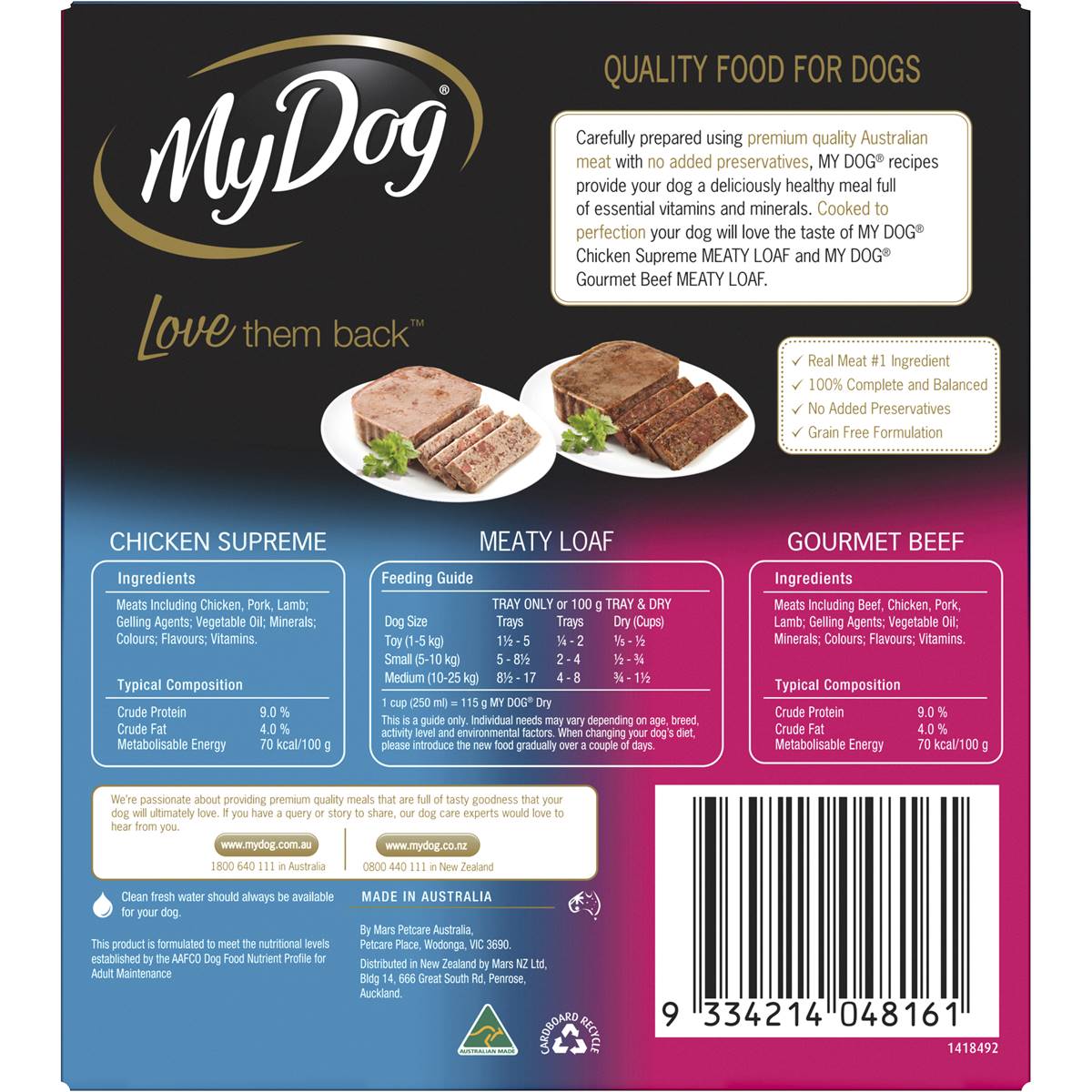My Dog Adult Wet Dog Food Chicken Supreme & Gourmet Beef Trays 12x100g