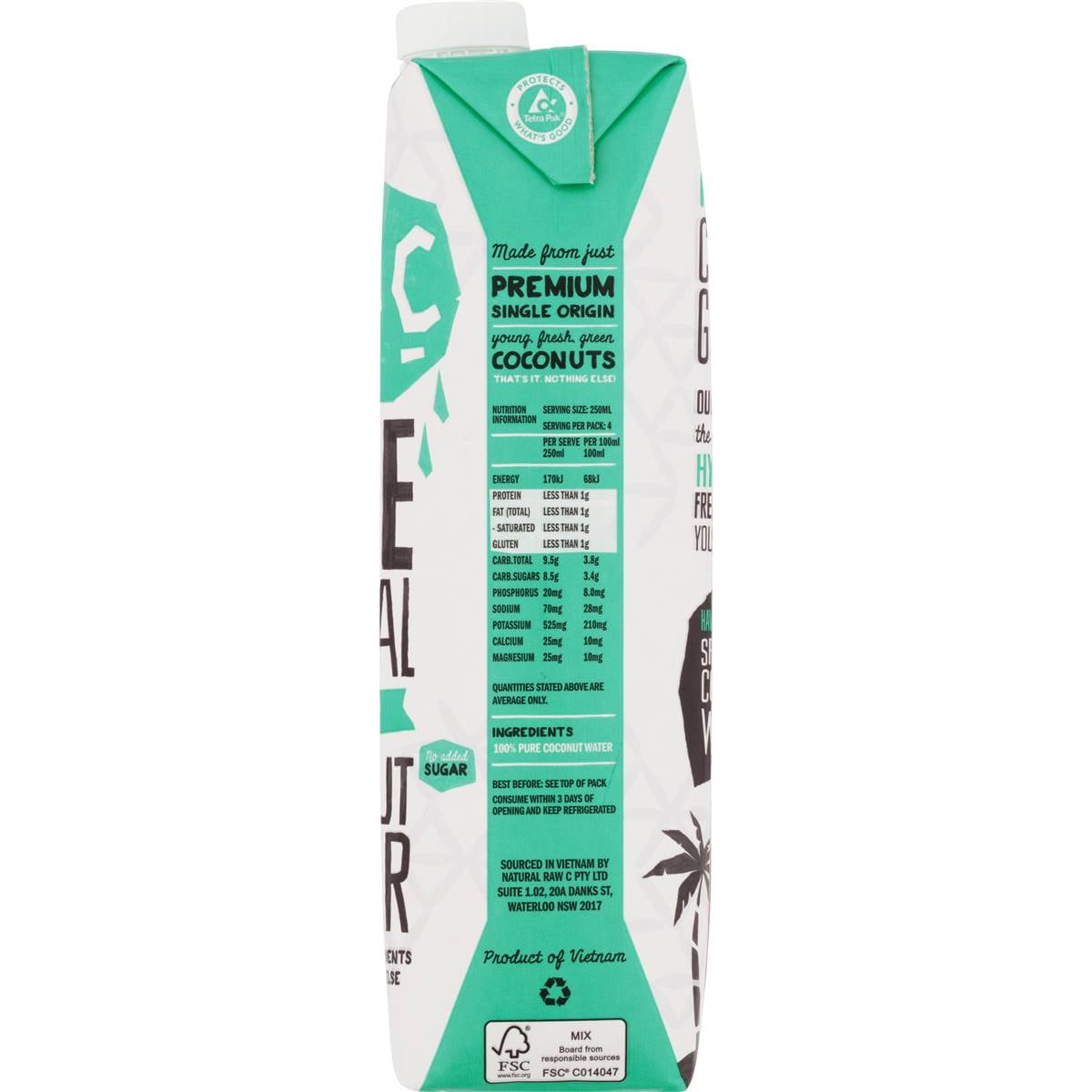 Raw C Coconut Water Pure Natural 1l Woolworths