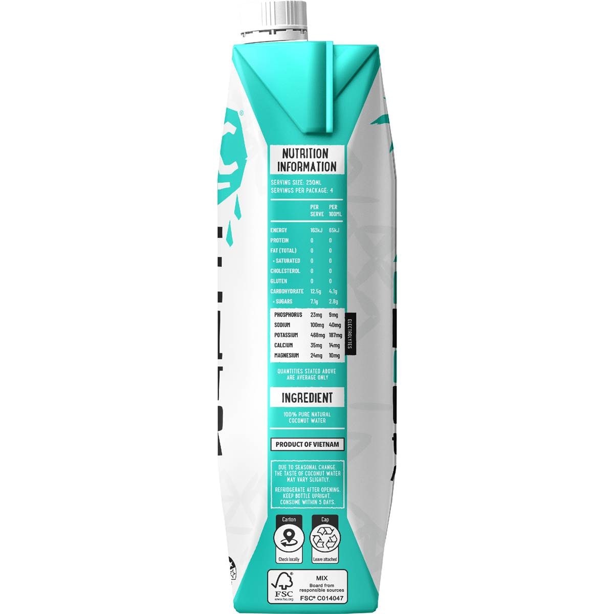 Raw C Coconut Water Pure Natural 1l Woolworths